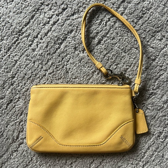 Coach Yellow Leather Wristlet with Minimalist Design - Picture 2 of 10